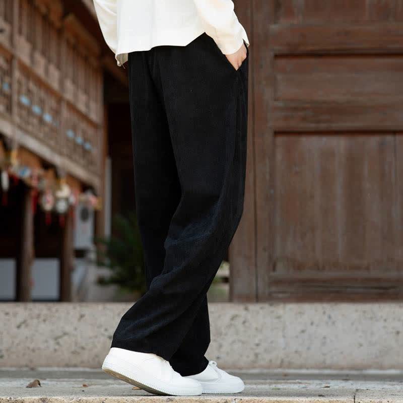 Buddha Stones Pantaloni da uomo a gamba affusolata, minimalisti, con coulisse, tinta unita, per autunno/inverno. - image 12