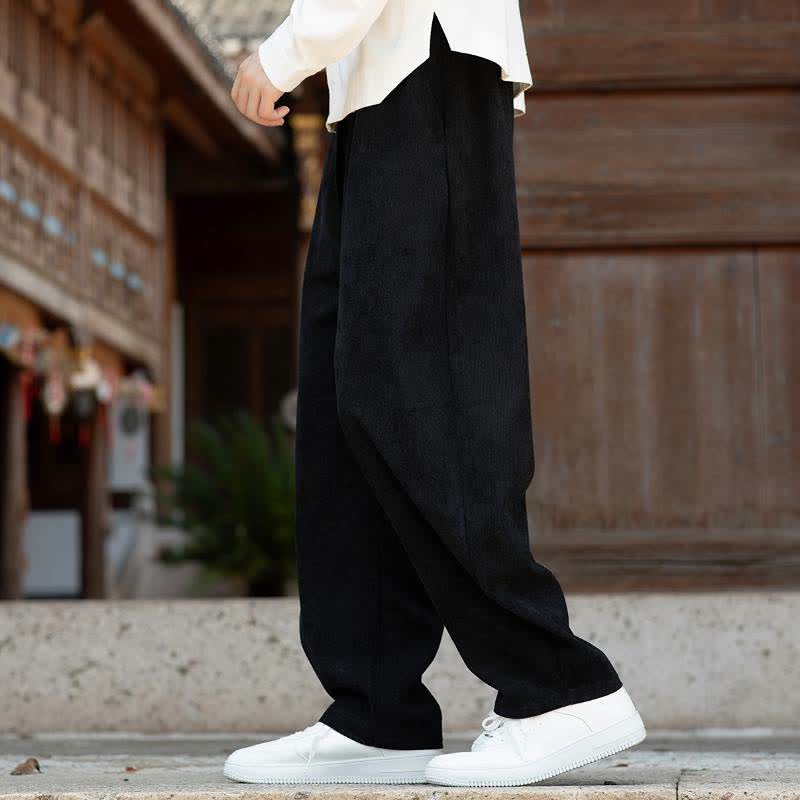 Buddha Stones Pantaloni da uomo a gamba affusolata, minimalisti, con coulisse, tinta unita, per autunno/inverno. - image 11