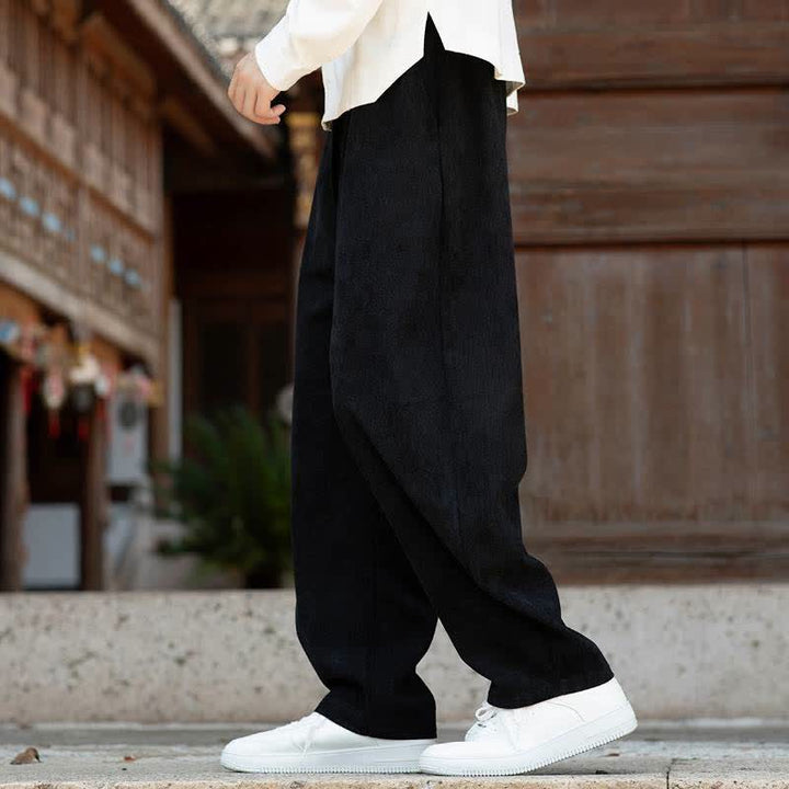 Buddha Stones Pantaloni da uomo a gamba affusolata, minimalisti, con coulisse, tinta unita, per autunno/inverno. - image 11
