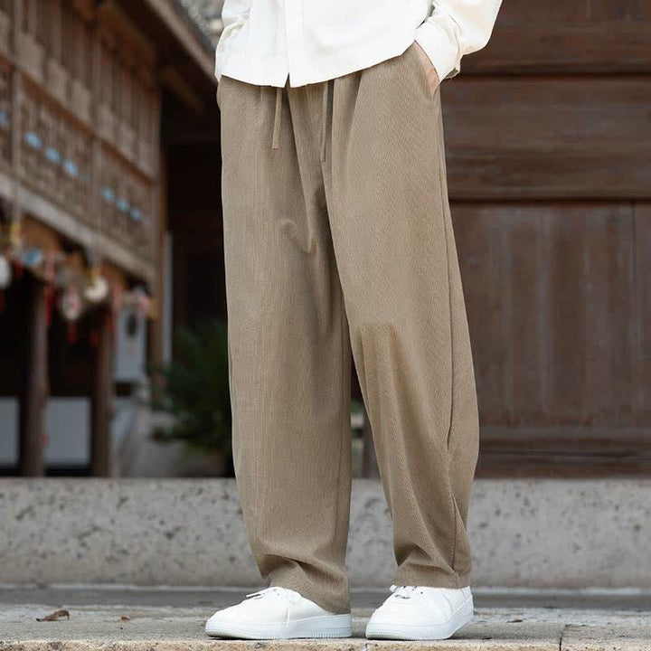 Buddha Stones Pantaloni da uomo a gamba affusolata, minimalisti, con coulisse, tinta unita, per autunno/inverno. - image 1