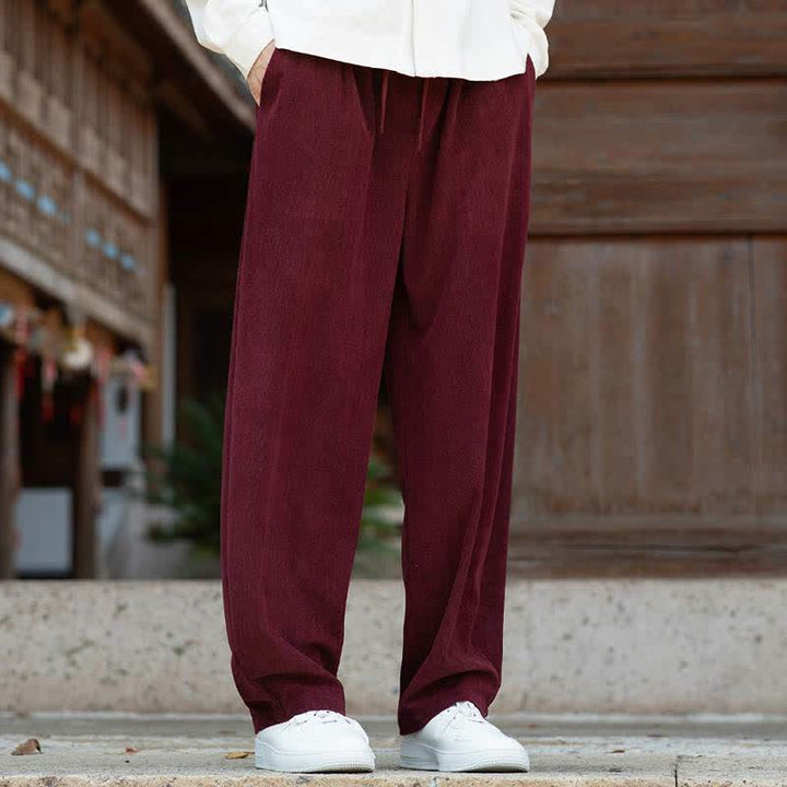 Buddha Stones Pantaloni da uomo a gamba affusolata, minimalisti, con coulisse, tinta unita, per autunno/inverno. - image 14