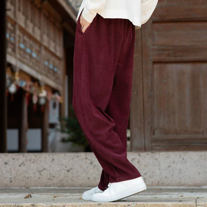 Buddha Stones Pantaloni da uomo a gamba affusolata, minimalisti, con coulisse, tinta unita, per autunno/inverno. - image 18