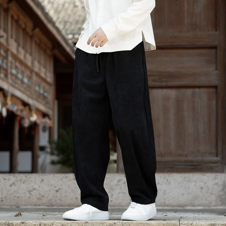 Buddha Stones Pantaloni da uomo a gamba affusolata, minimalisti, con coulisse, tinta unita, per autunno/inverno. - image 10