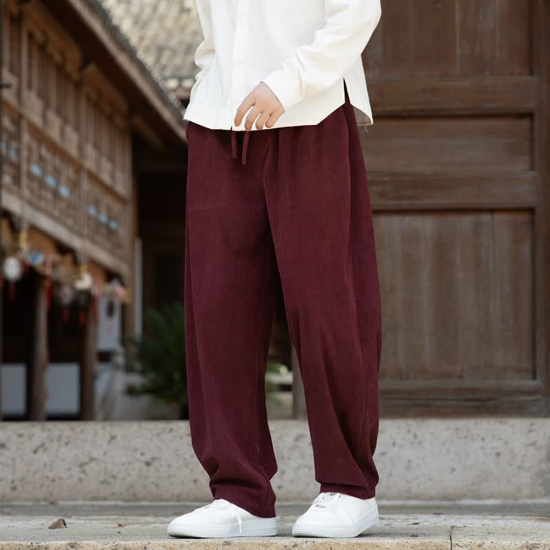 Buddha Stones Pantaloni da uomo a gamba affusolata, minimalisti, con coulisse, tinta unita, per autunno/inverno. - image 16