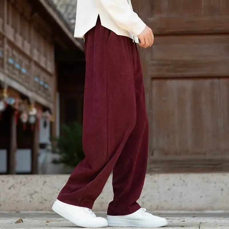 Buddha Stones Pantaloni da uomo a gamba affusolata, minimalisti, con coulisse, tinta unita, per autunno/inverno. - image 17