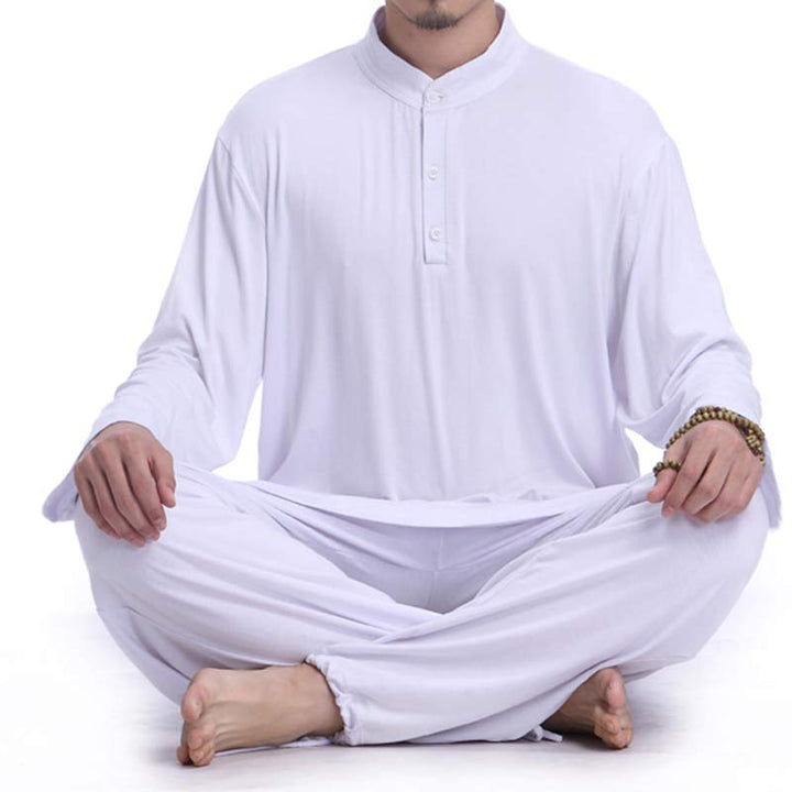 Buddha Stones Meditazione Preghiera Spirituale Zen Tai Chi Pratica Yoga Abbigliamento Uomo Set - Bianco - US/UK/AU44, EU54 (3XL) - image 12