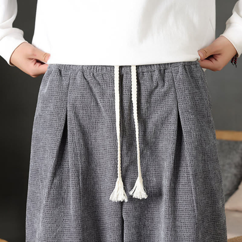 Buddha Stones Pantaloni casual autunno/inverno vintage con coulisse, tinta unita, in velluto a coste, da uomo, gamba dritta con tasche. - image 9