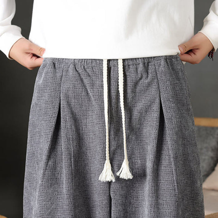 Buddha Stones Pantaloni casual autunno/inverno vintage con coulisse, tinta unita, in velluto a coste, da uomo, gamba dritta con tasche. - image 9