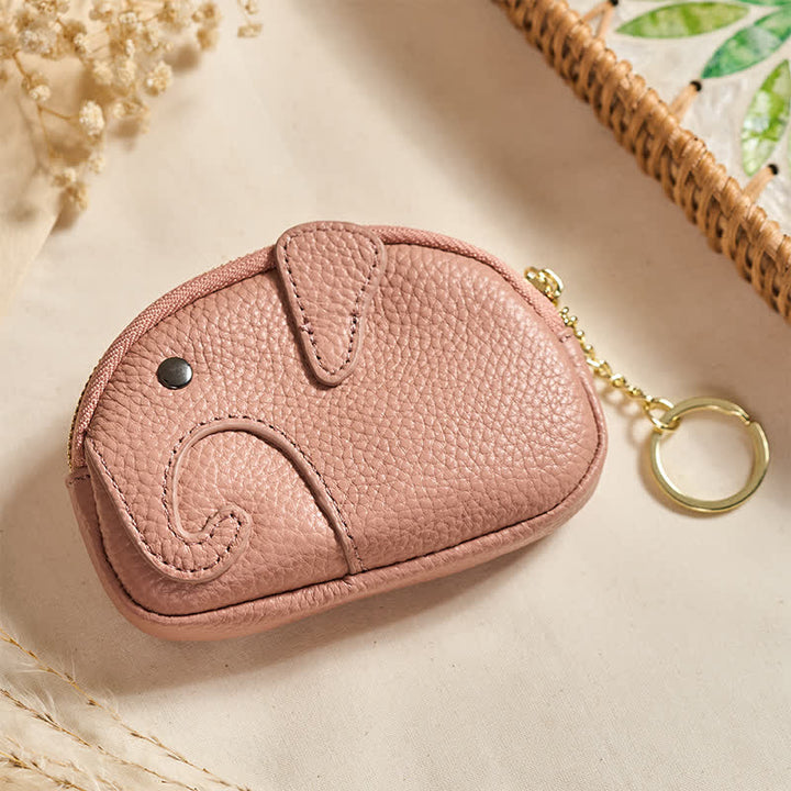 Buddha Stones Mini borsetta con cerniera in ecopelle con scritta "Elephant Wisdom" - Rosa chiaro (circa 12,5 cm × 2 cm × 8,5 cm) - image 0