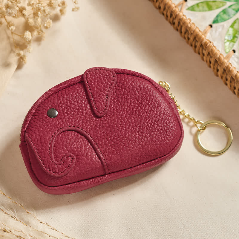 Buddha Stones Mini borsetta con cerniera in ecopelle con scritta "Elephant Wisdom" - Rosso scuro (circa 12,5 cm × 2 cm × 8,5 cm) - image 26