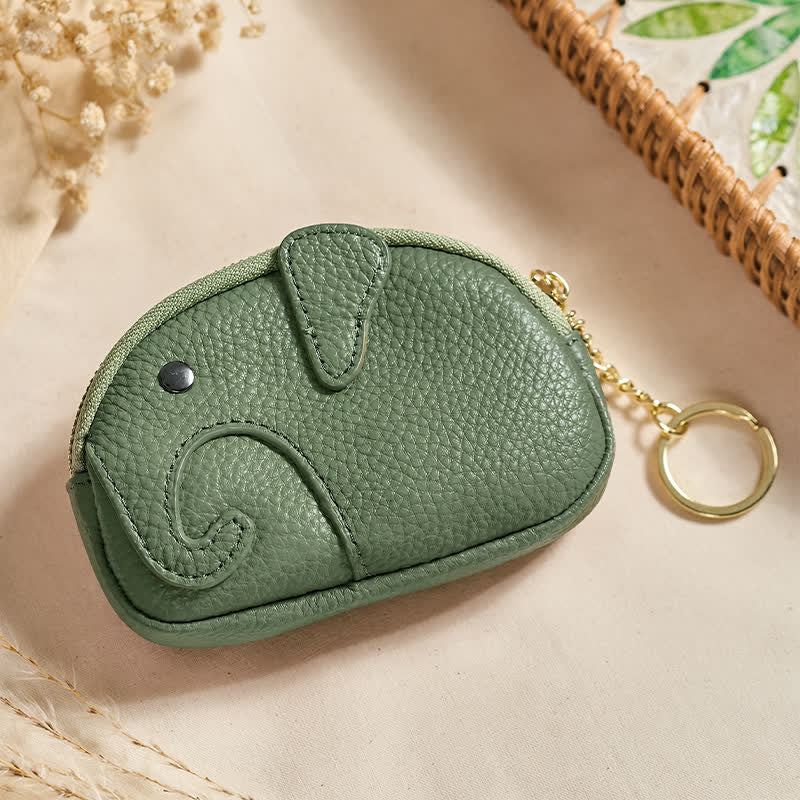 Buddha Stones Mini borsetta con cerniera in ecopelle con scritta "Elephant Wisdom" - Verde scuro (circa 12,5 cm × 2 cm × 8,5 cm) - image 22