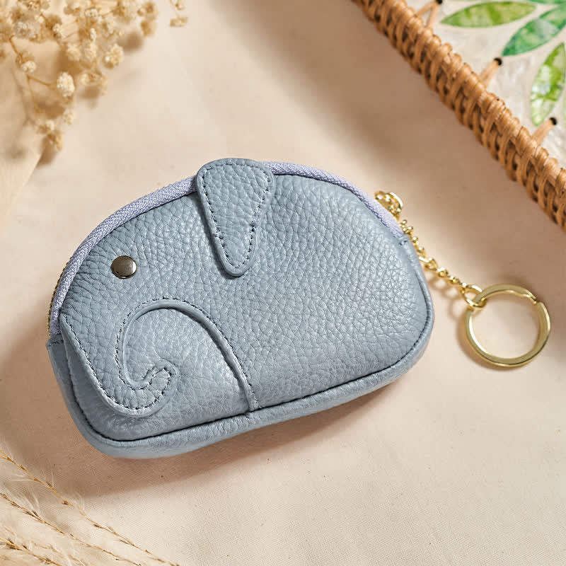 Buddha Stones Mini borsetta con cerniera in ecopelle con scritta "Elephant Wisdom" - Blu acciaio chiaro (circa 12,5 cm × 2 cm × 8,5 cm) - image 6