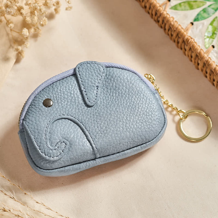 Buddha Stones Mini borsetta con cerniera in ecopelle con scritta "Elephant Wisdom" - Blu acciaio chiaro (circa 12,5 cm × 2 cm × 8,5 cm) - image 6