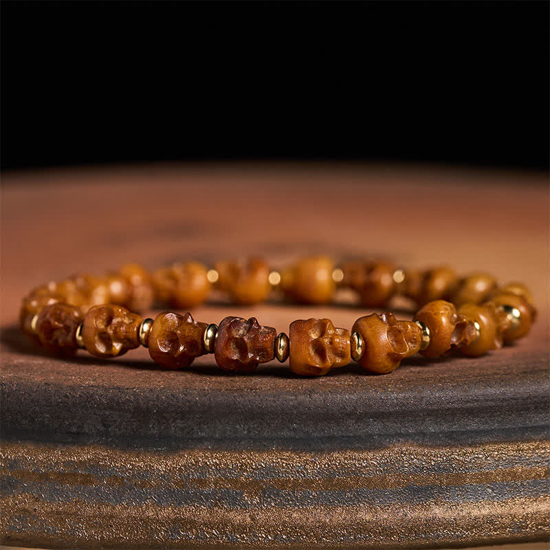 Buddha Stones Bracciale tibetano "Nuovo Inizio" con teschio intagliato a mano in osso. - image 1