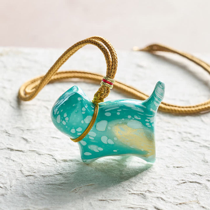Buddha Stones Collana con ciondolo a forma di gatto e bilancia - Schema di colori blu con motivo casuale - image 21