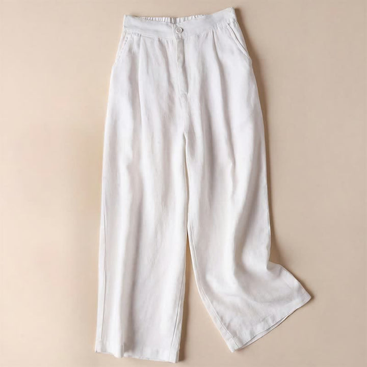 Pantaloni da donna a gamba larga con tasche, tinta unita, lunghezza 7-8, con stampa Buddha Stones Commute. - Bianco - US12, UK/AU16, EU44 (3XL) - image 8