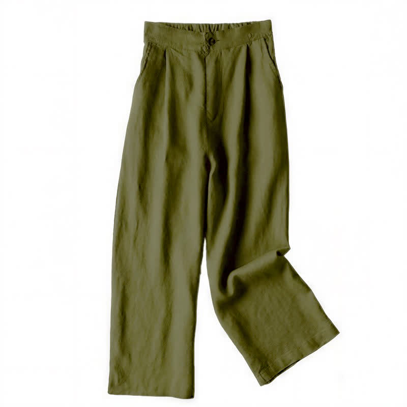 Pantaloni da donna a gamba larga con tasche, tinta unita, lunghezza 7-8, con stampa Buddha Stones Commute. - Verde oliva scuro - US12, UK/AU16, EU44 (3XL) - image 18