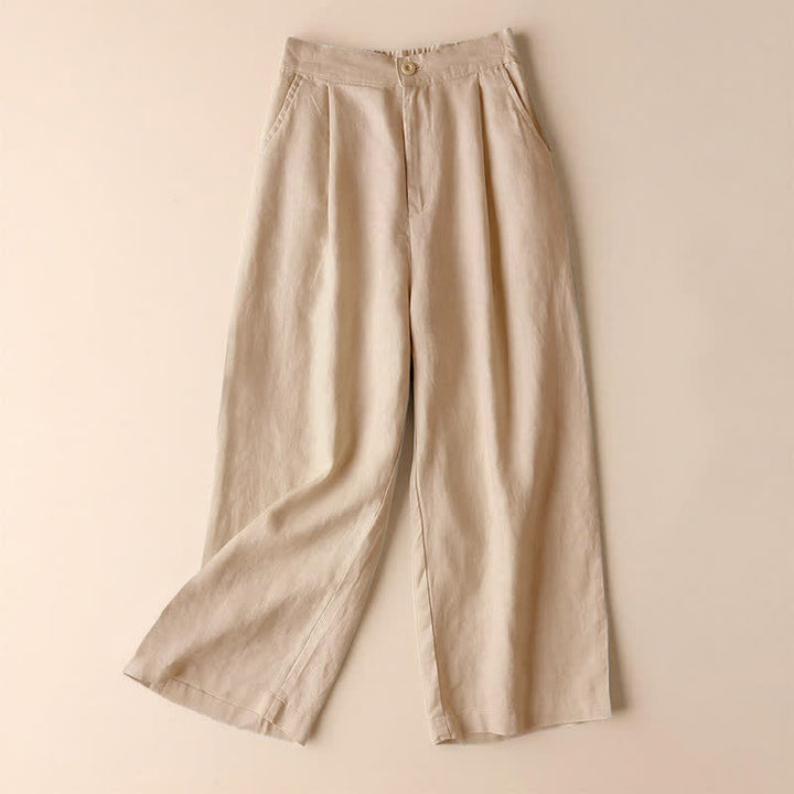 Pantaloni da donna a gamba larga con tasche, tinta unita, lunghezza 7-8, con stampa Buddha Stones Commute. - Biscotto - US12, UK/AU16, EU44 (3XL) - image 0