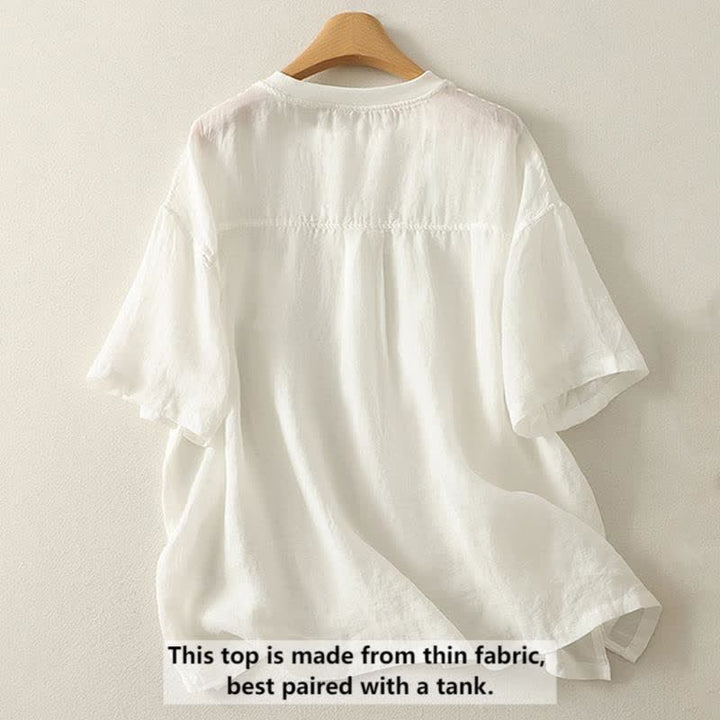 T-shirt da donna a maniche corte con ricamo a cuore rosso Buddha Stones. - image 4