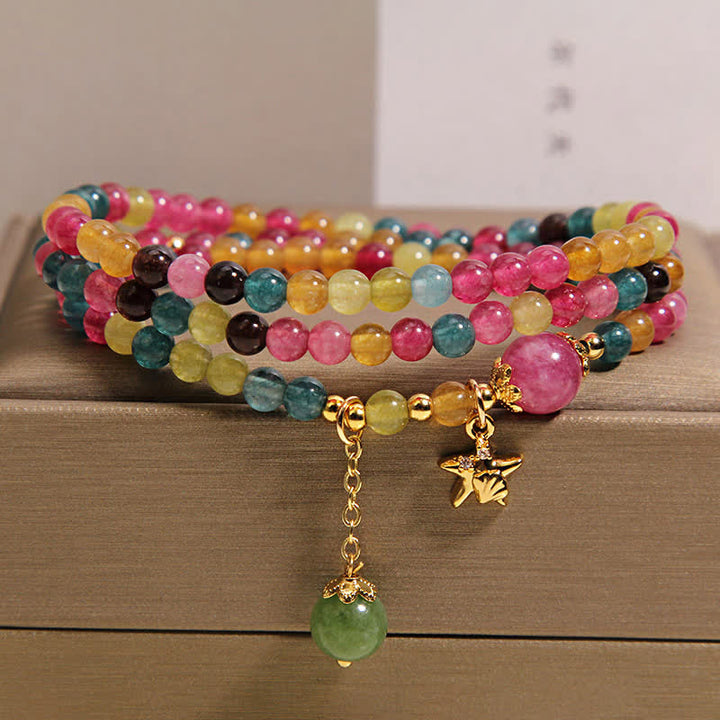Buddha Stones Bracciale a triplo giro con ciondolo a stella marina e tormalina arcobaleno, protezione. - image 6