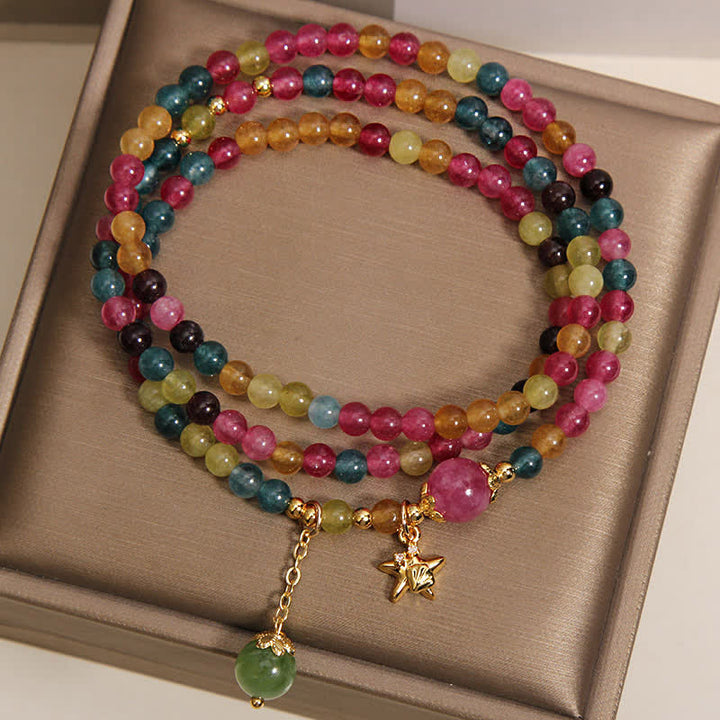 Buddha Stones Bracciale a triplo giro con ciondolo a stella marina e tormalina arcobaleno, protezione. - image 2