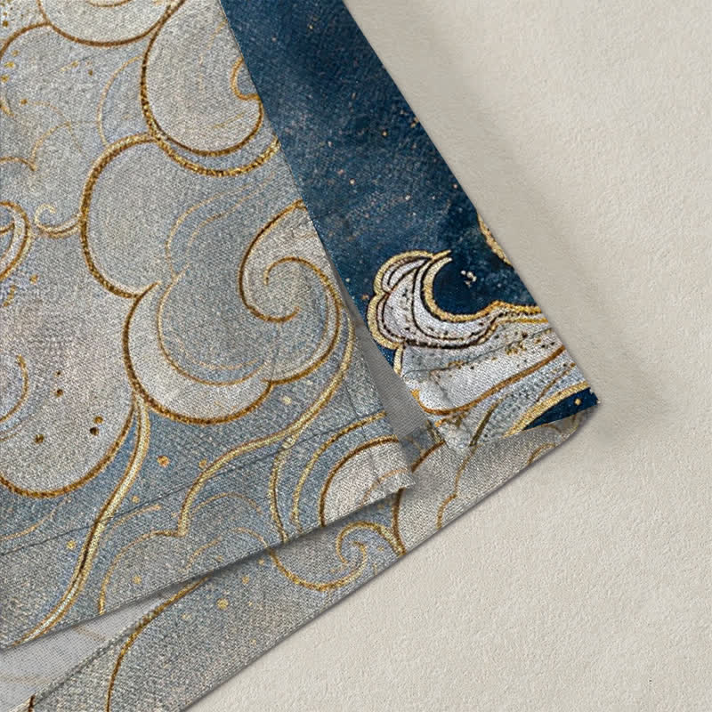 Buddha Stones Kimono da uomo in cotone con motivo a spirale di drago celeste e nuvole, aperto sul davanti. - image 4