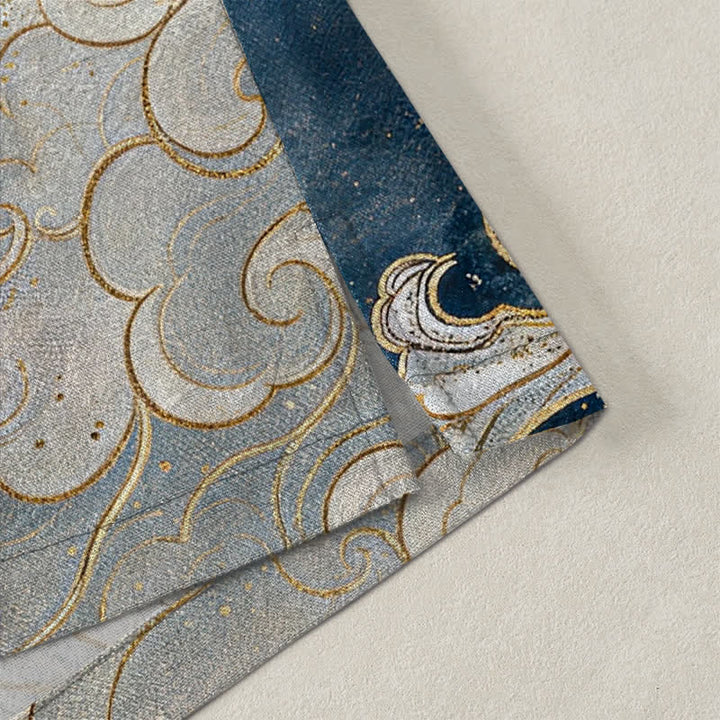 Buddha Stones Kimono da uomo in cotone con motivo a spirale di drago celeste e nuvole, aperto sul davanti. - image 4