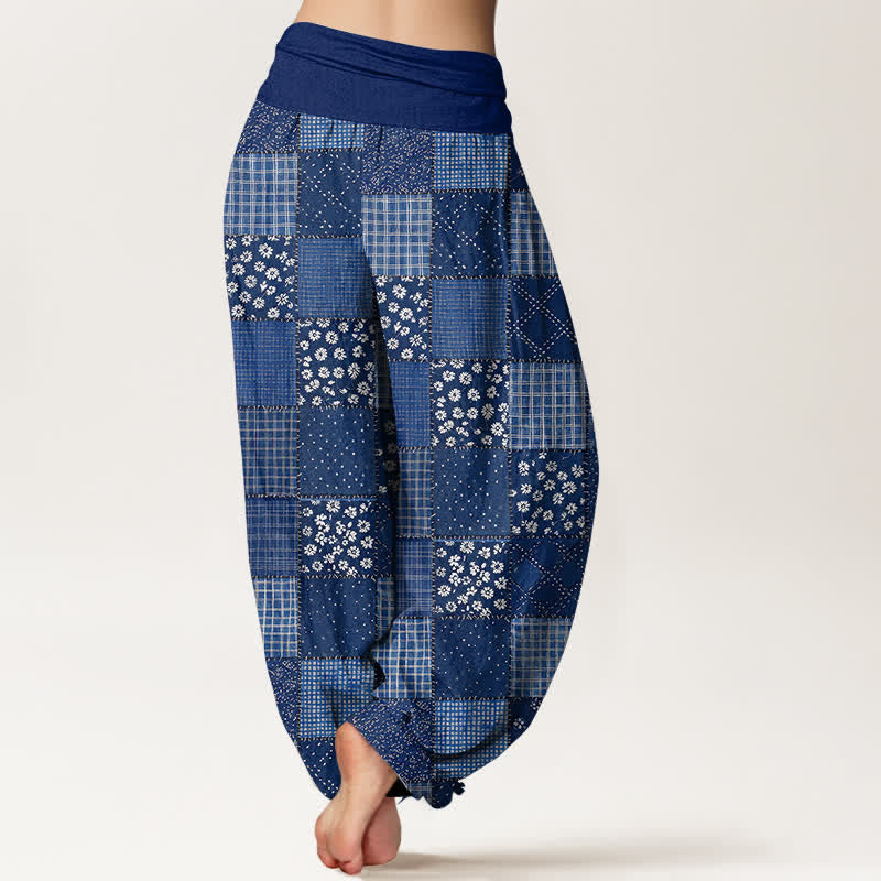 Buddha Stones Pantaloni harem da donna in cotone stile vintage con motivo floreale patchwork e vita elasticizzata. - image 2