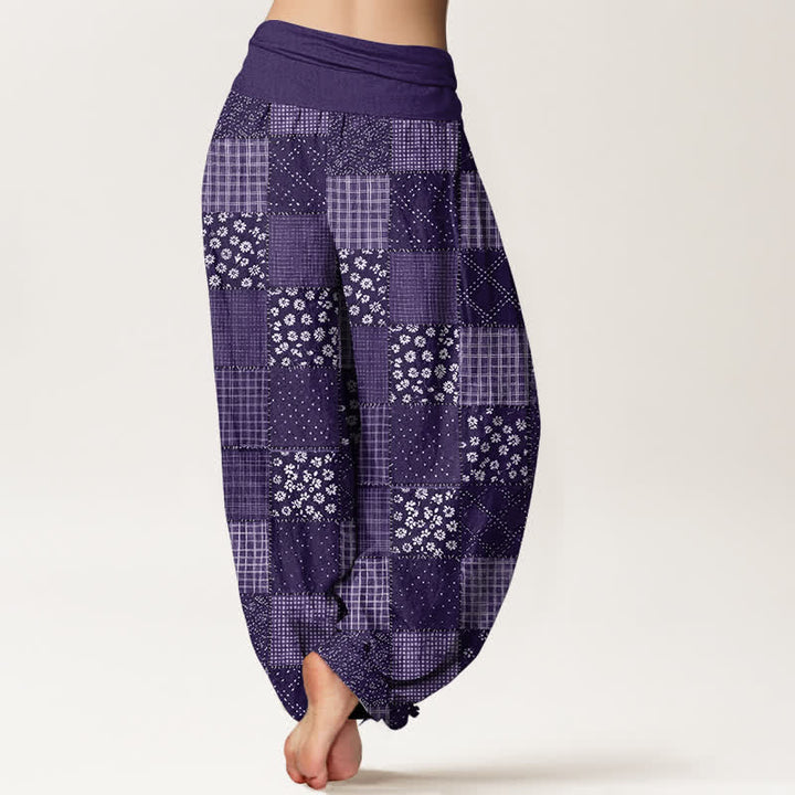Buddha Stones Pantaloni harem da donna in cotone stile vintage con motivo floreale patchwork e vita elasticizzata. - image 7