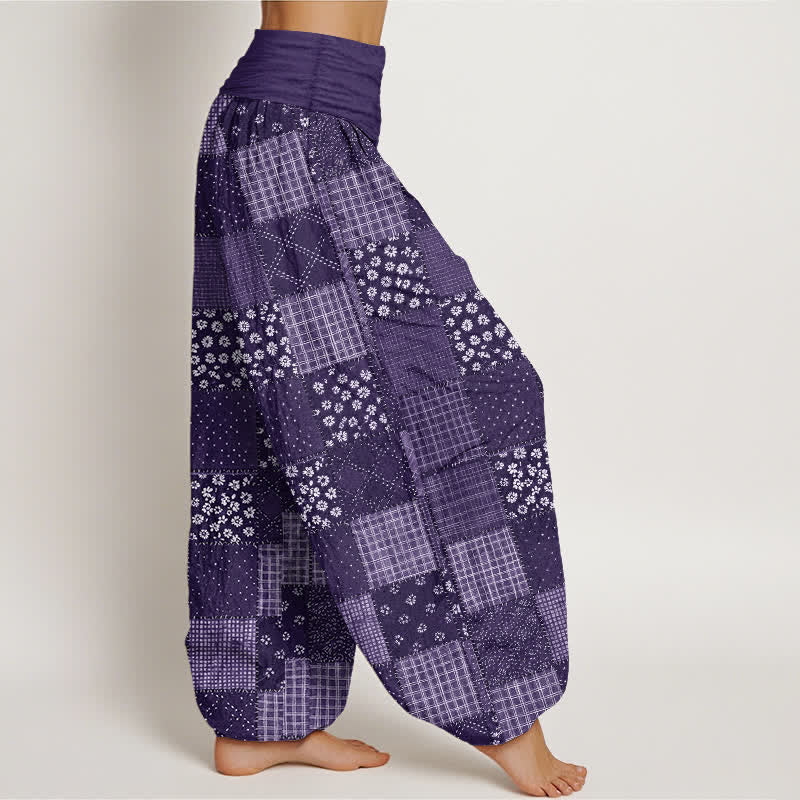 Buddha Stones Pantaloni harem da donna in cotone stile vintage con motivo floreale patchwork e vita elasticizzata. - image 6