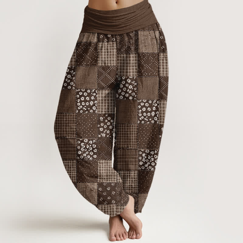 Buddha Stones Pantaloni harem da donna in cotone stile vintage con motivo floreale patchwork e vita elasticizzata. - Perù - US16, UK/AU20, EU48 (3XL) - image 8