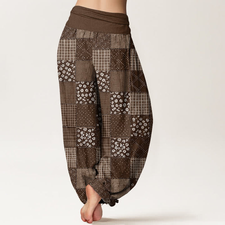 Buddha Stones Pantaloni harem da donna in cotone stile vintage con motivo floreale patchwork e vita elasticizzata. - image 10