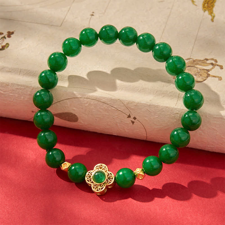 Buddha Stones Bracciale protettivo con perle di giada e quarzite naturale - image 1