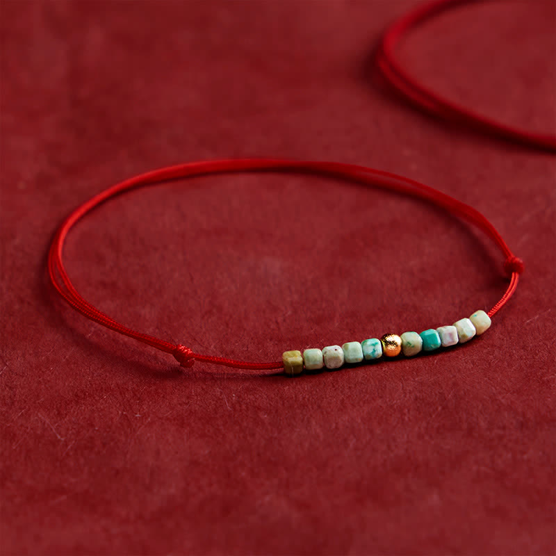 Buddha Stones Bracciale portafortuna con perline turchesi finissime intrecciate a mano - image 2