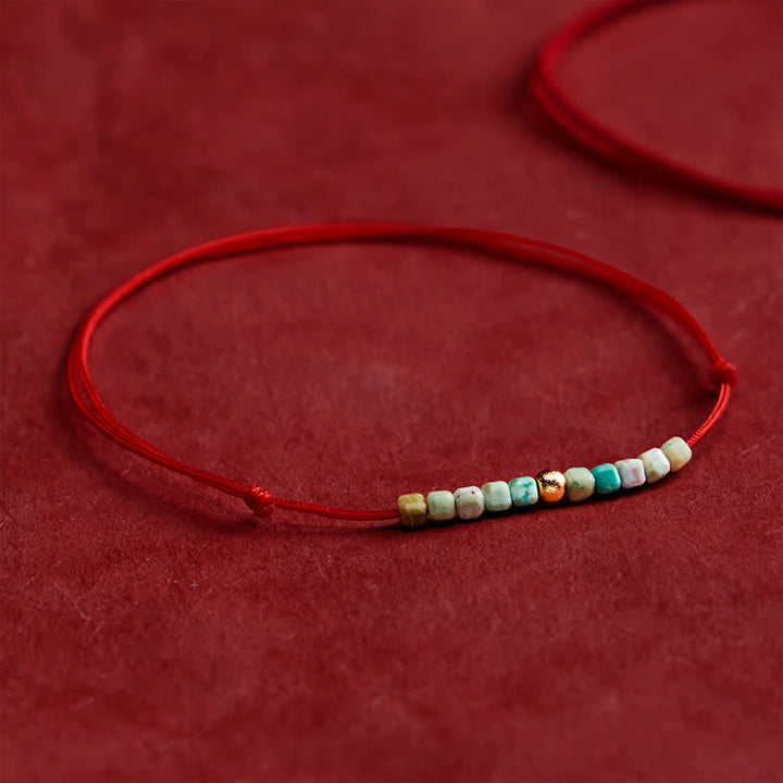 Buddha Stones Bracciale portafortuna con perline turchesi finissime intrecciate a mano - image 2