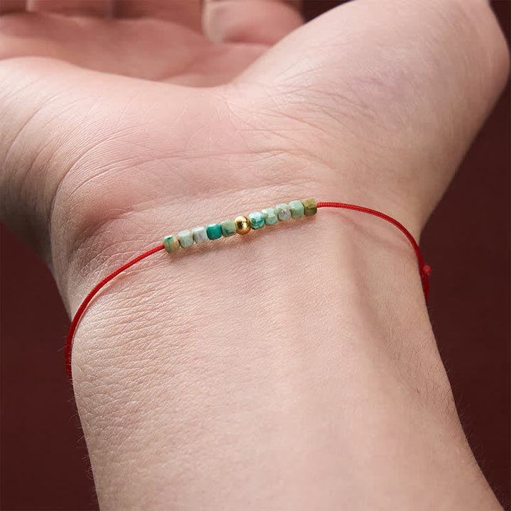 Buddha Stones Bracciale portafortuna con perline turchesi finissime intrecciate a mano - image 4