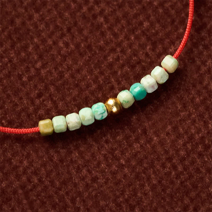 Buddha Stones Bracciale portafortuna con perline turchesi finissime intrecciate a mano - image 10