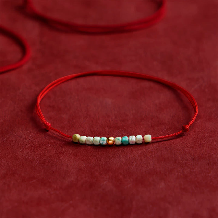Buddha Stones Bracciale portafortuna con perline turchesi finissime intrecciate a mano - image 1