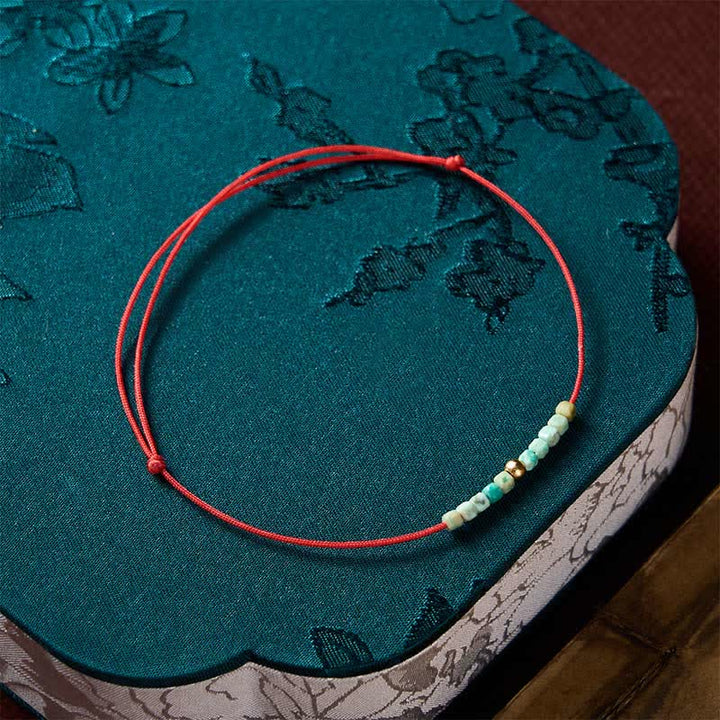 Buddha Stones Bracciale portafortuna con perline turchesi finissime intrecciate a mano - image 9