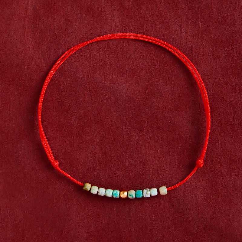 Buddha Stones Bracciale portafortuna con perline turchesi finissime intrecciate a mano - Turchese (Circonferenza del polso: 5,9–6,7 pollici / 15–17 cm) - image 0