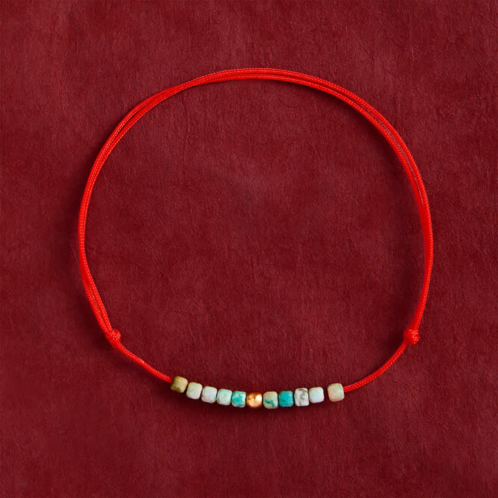Buddha Stones Bracciale portafortuna con perline turchesi finissime intrecciate a mano - Turchese (Circonferenza del polso: 5,9–6,7 pollici / 15–17 cm) - image 0