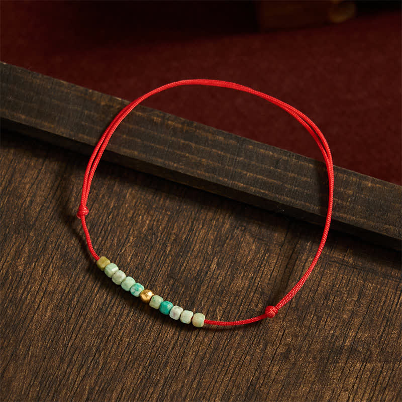 Buddha Stones Bracciale portafortuna con perline turchesi finissime intrecciate a mano - image 3