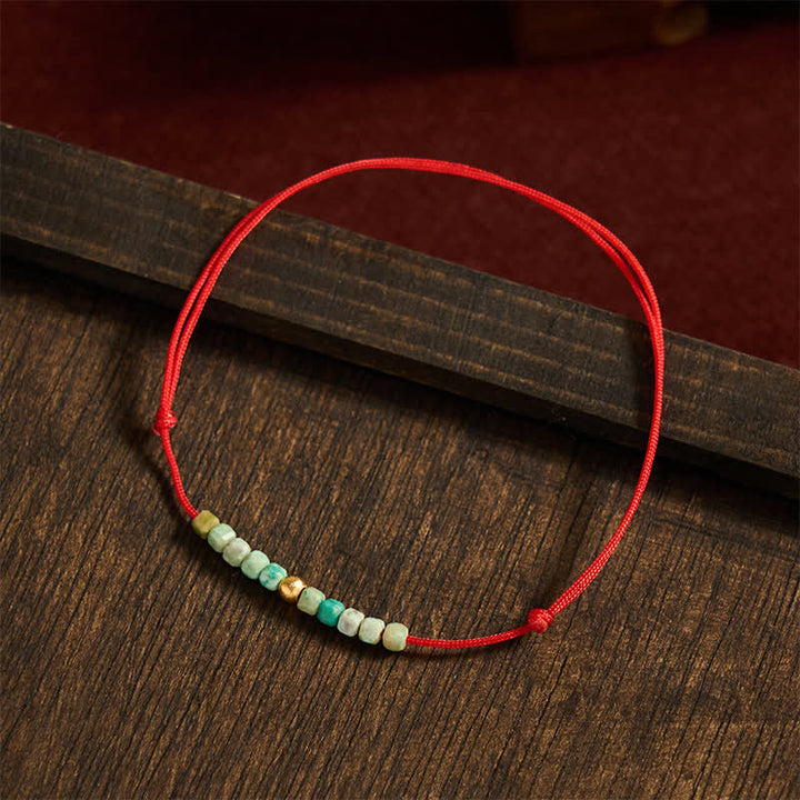 Buddha Stones Bracciale portafortuna con perline turchesi finissime intrecciate a mano - image 3