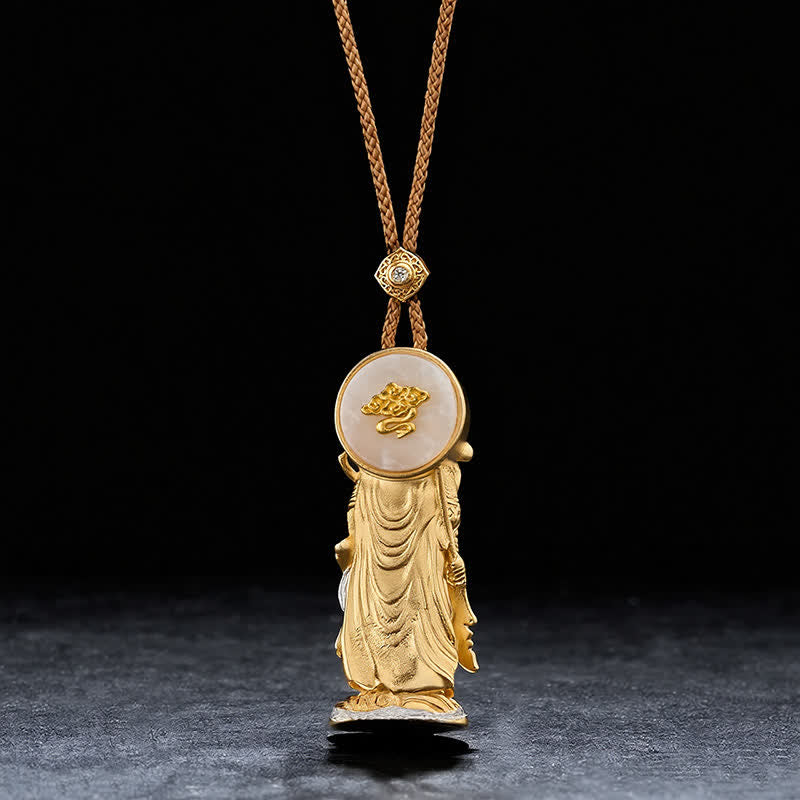 Buddha Stones Collana con ciondolo di protezione e messa a terra del Signore Guan in rame. - image 3