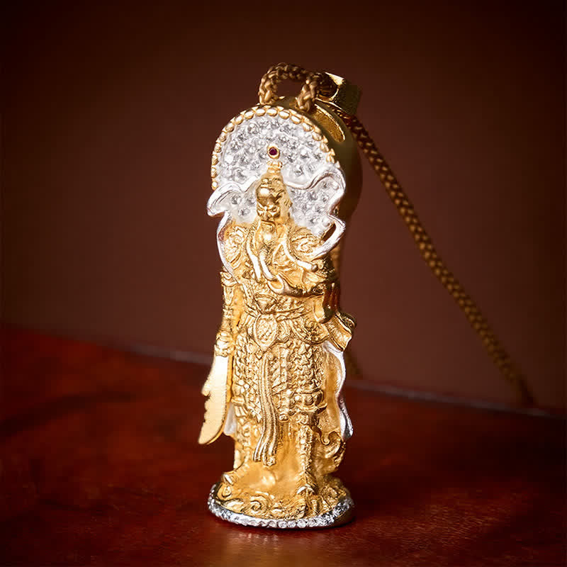 Buddha Stones Collana con ciondolo di protezione e messa a terra del Signore Guan in rame. - image 1