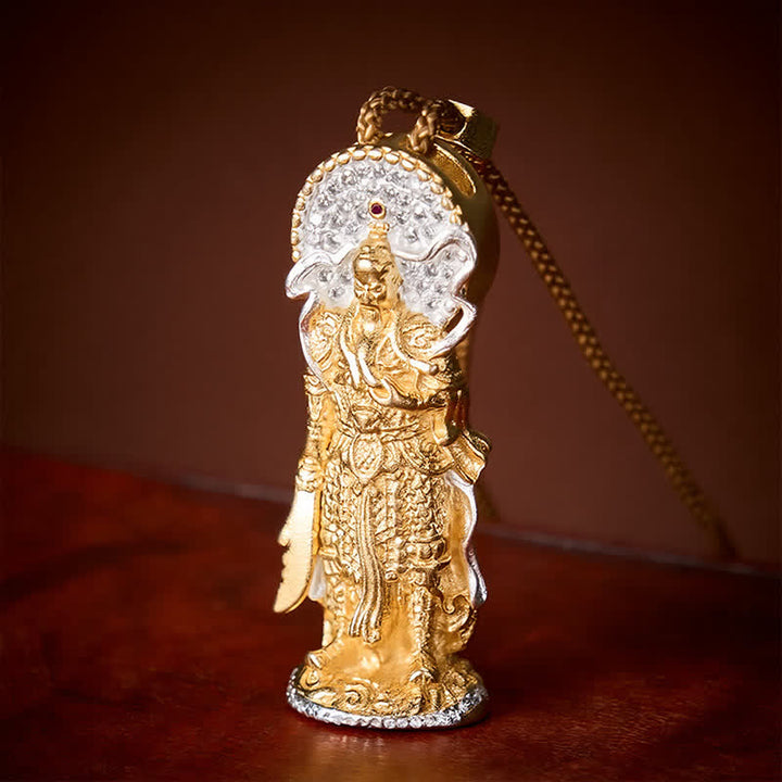 Buddha Stones Collana con ciondolo di protezione e messa a terra del Signore Guan in rame. - image 1