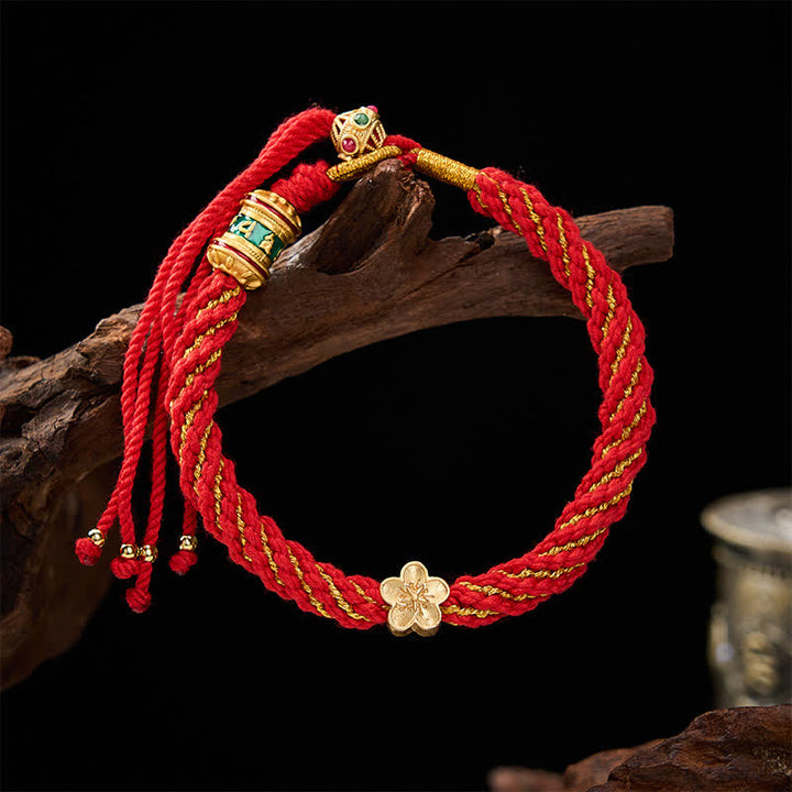 Buddha Stones Braccialetto tibetano intrecciato a mano con simbolo Om Mani Padme Hum e fiore della saggezza. - image 15