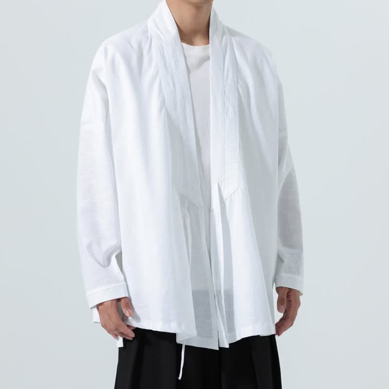 Buddha Stones Kimono da uomo a tinta unita, stile minimalista, con coulisse, per l'autunno. - image 21