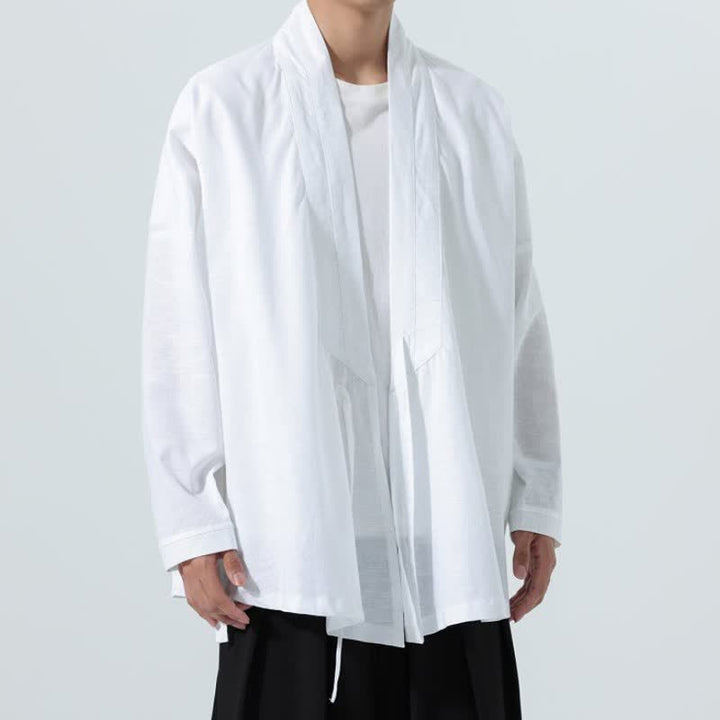 Buddha Stones Kimono da uomo a tinta unita, stile minimalista, con coulisse, per l'autunno. - image 21