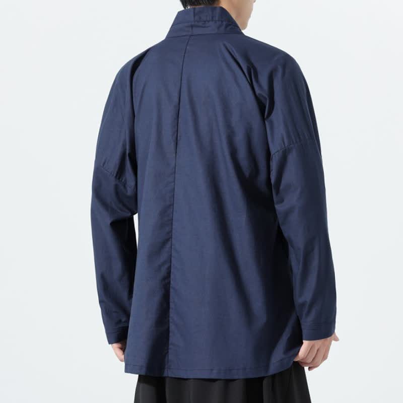 Buddha Stones Kimono da uomo a tinta unita, stile minimalista, con coulisse, per l'autunno. - image 14